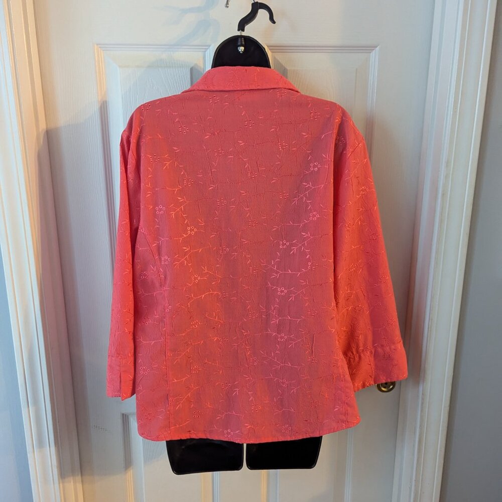 Lemon grass pink embroidery button down - large - Picture 5 of 6